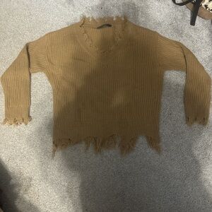 Fashion Nova Tan V-Neck Sweater